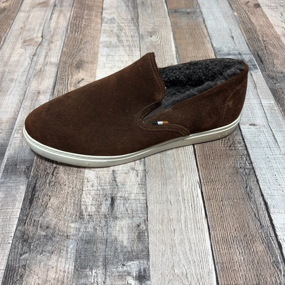 Allen Edmonds Slip On Men 10 3E Brown Suede Shearling Lined Sneaker 4830 Wide